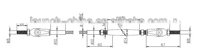 stainless steel 316 wire rope tensioner for wood handrail