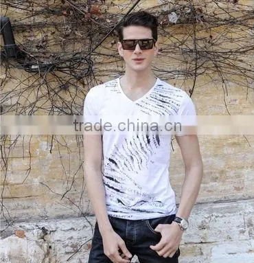 Fashion Summer Printed V-neck Men's T Shirt Design