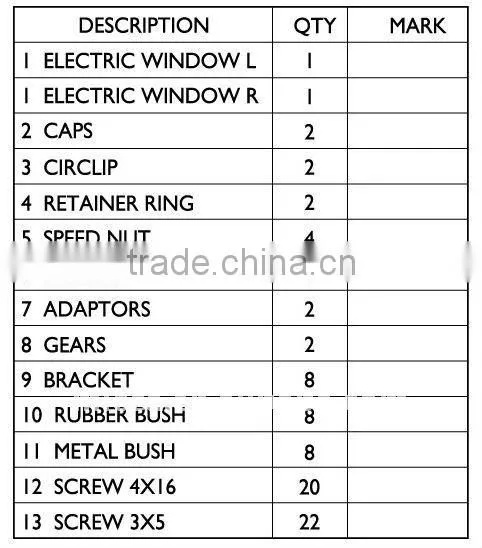 Power window motor, Kit Motores Elevavidrios, Vidrios Electricos(PW804)