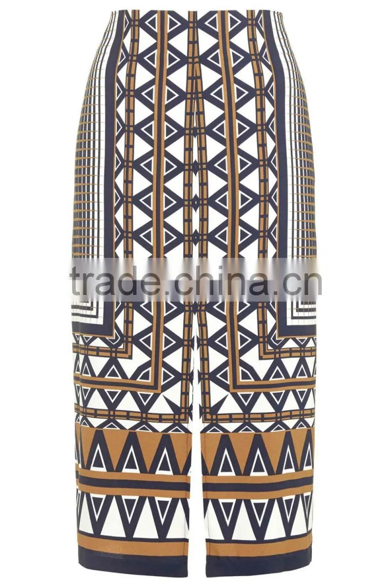 Midi Aztec Stripe Print Skirt