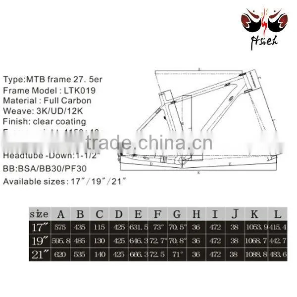 2013 MTB Carbon Frame 27.5er Internal Cable Routings Mountain Bike