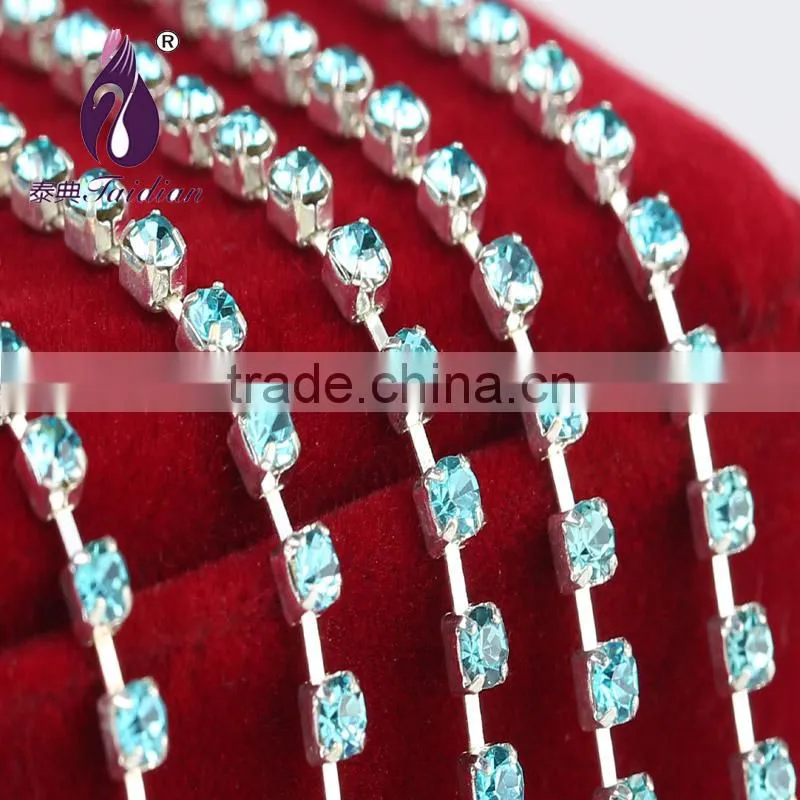 ss10 2.7-2.8mm silver Single row Rhinestone cup chain for Bags,Shoes,Garment Decoration