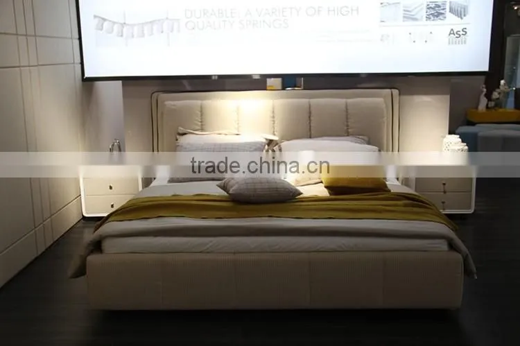 hot-sell modern king size/queen size fabric bed with storage