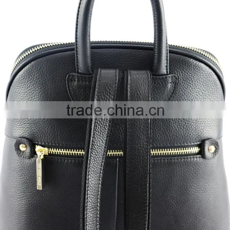New special design ladies durable black litchi pattern leather backpack