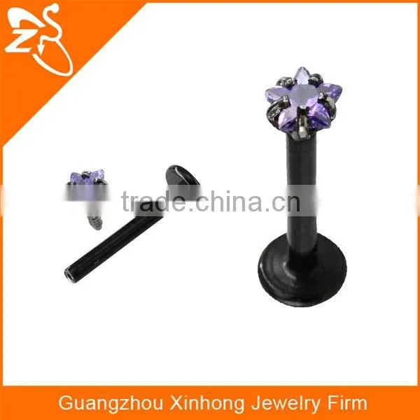 unique surgical steel lip stud labret with star internally threaded lip rings