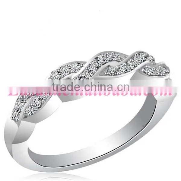 Custom silver crystal wedding ring/diamond engagement ring