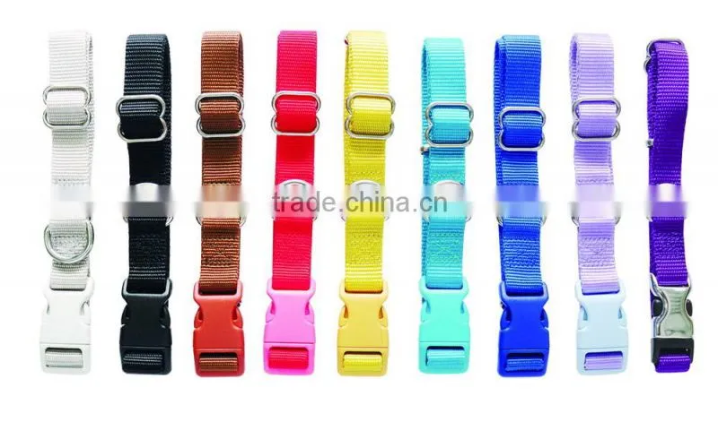 Multi Color plain nylon dog collar