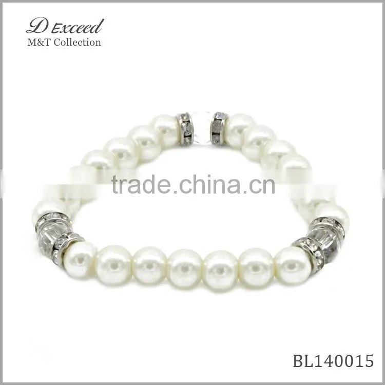2015 Fashion Europe Style Pearl Bracelet With Diamonds