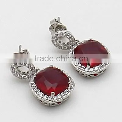 925 Silver Rhodium Plated Green Glass Sets