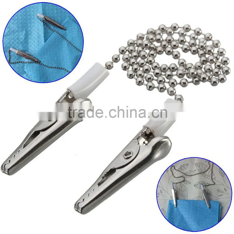 Medical Dental Napkin Holder Dental Lab Bib Crocodile Clip Clamp Flexible Metal Ball Chain