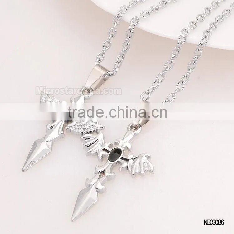 Sun And Moon Silver Plated Couple Necklace For Valentine's Gift