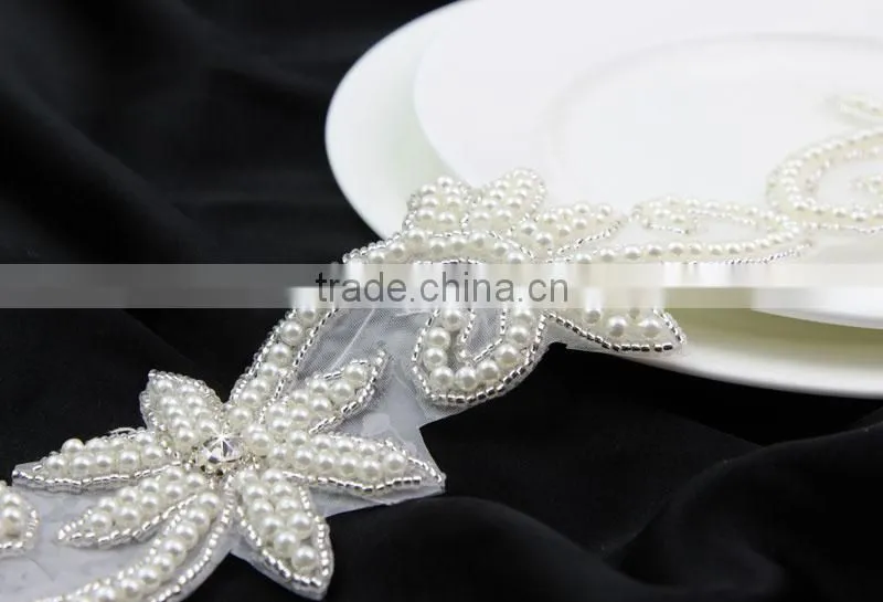 Big Fashion Elegant Handcrafted Pearl Beaded Trim for Wedding Dress R2711F01
