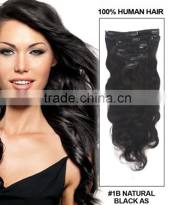 2015 wholesale cheap clip on human hair extension/top quality with low price