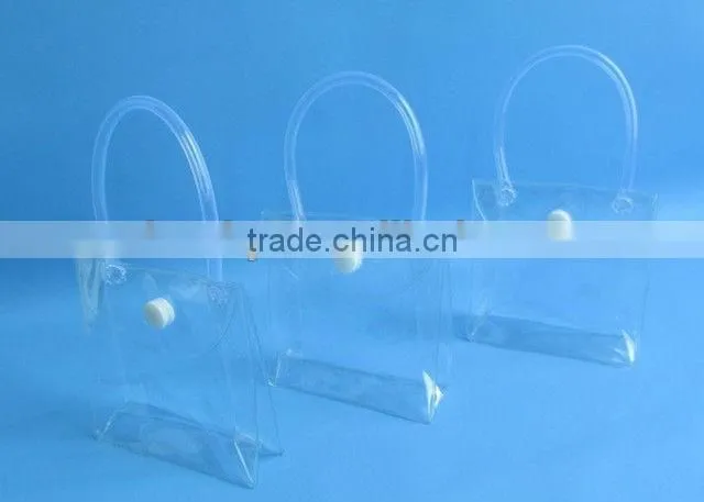 Customized mini plastic travel pocket bag with carrier handle