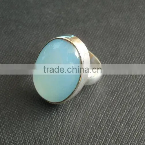 Natural Blue chalcedony ring 92.5 sterling silver jewellery