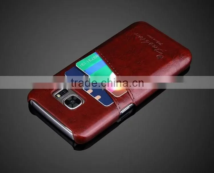 High Quality Oil-wax Leather Case with Card Slot Leather Back Cover Cases For Samsung Galaxy S7 / Galaxy S7 Edge