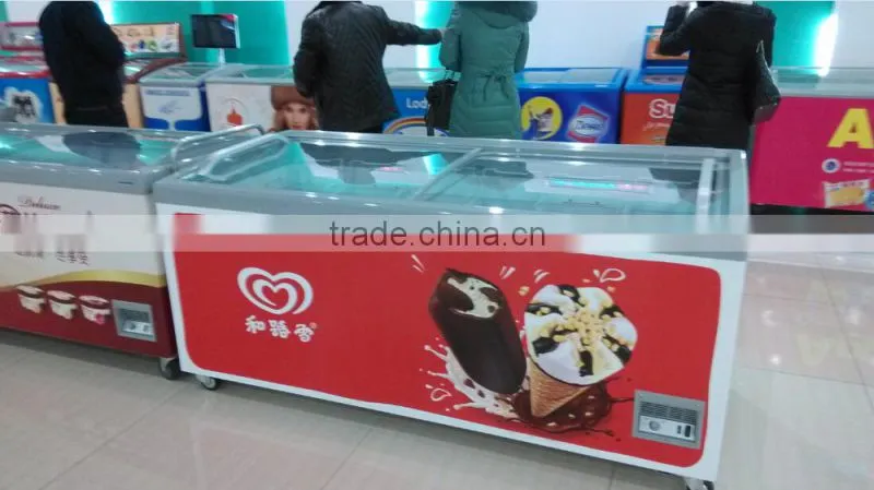 new 158L small ice cream display freezer for supermarket