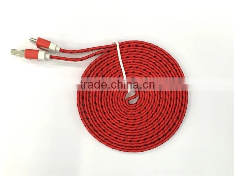 Mobile phone accessory micro data cable colorful weave usb cable