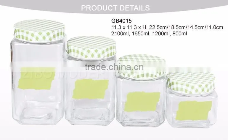 Decal Glass Honey Canister Memo Jar Transparent Glass Jar With Lid