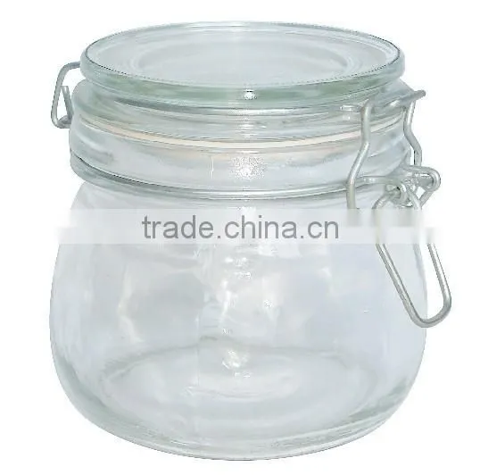 750ml zibo ball shape glass jar locking lid