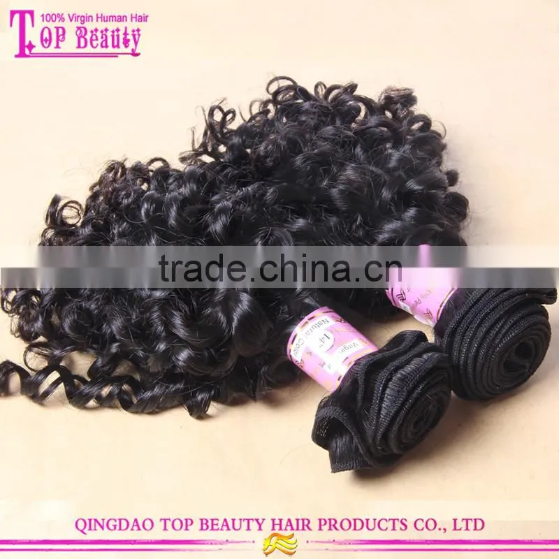 Shandong Factory Mongolian Curly Hair Extension Hair With Rubber Band