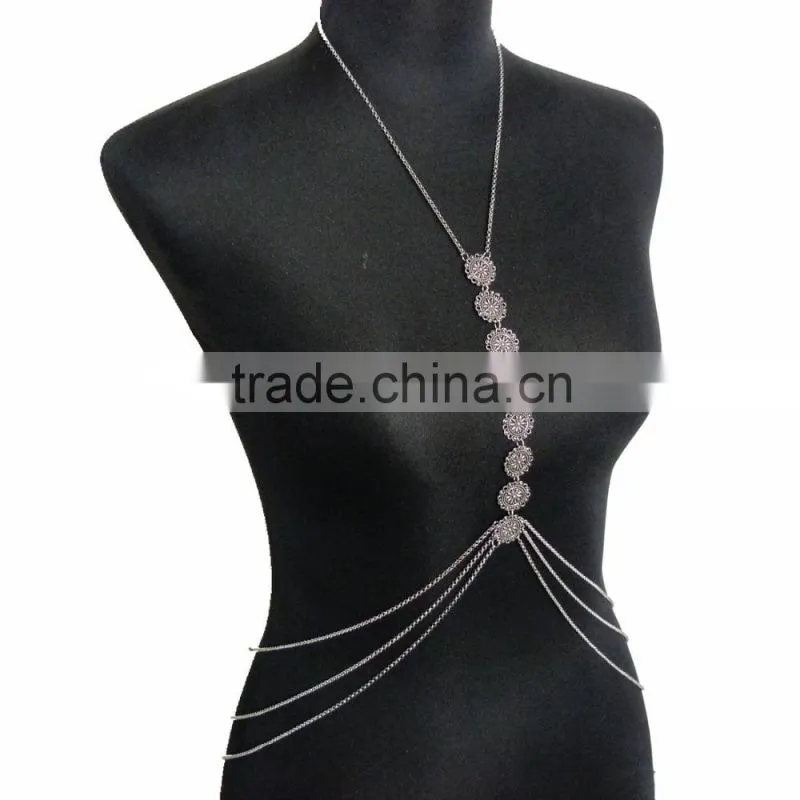 Fashion engraving flower sexy waist chain