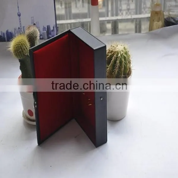 Custom made pu leather jewelry box with thread pu leather finishing