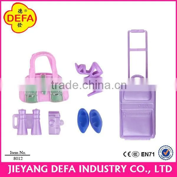 11.5inch travel style fashional plastic doll with purple luagge&clothes