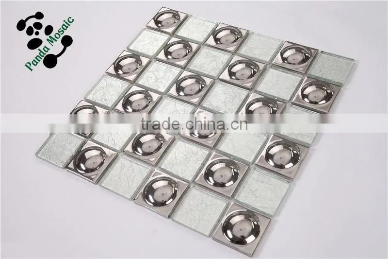 SMG04 elegant silver foil wallpaper hand cut wall tile design picture silver mosaic waterproof glass mosaic wall