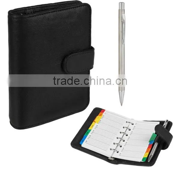 2016 fashion ring binder A5 size leather agenda