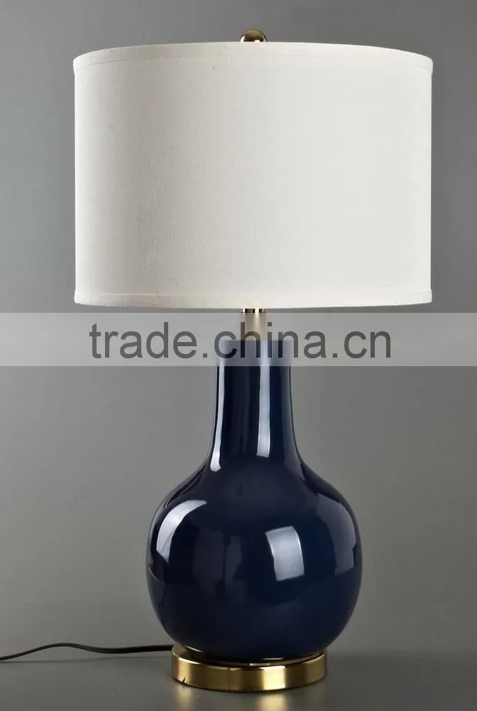 Four Colors Available Metal Base Ceramic Body With Fabric Lampshade Modern Desk Lamp Bedroom Living Room Dining Room Table Lamp