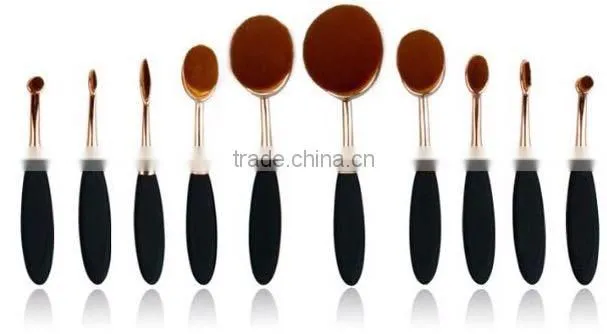 High quality 10 pcs Private label Toothbrush Shape Oval Cosmetic Brushes Makeup Brushes