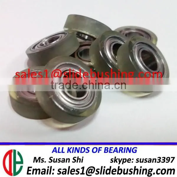 curtain window sliding door plain bearing 625 wrapped polyurethane PU rubber ball bearing U V groove ring plastic coated bearing