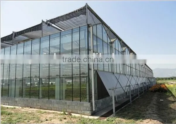 Glass greenhouse with restaurant