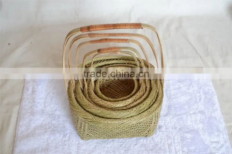 Wholesale Cheap Bamboo Basket With Handle Woven Basket