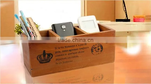 2016 refined desktop Mini wooden storage bins custom printed wood bins cheap and nice desktop mini wood boxes
