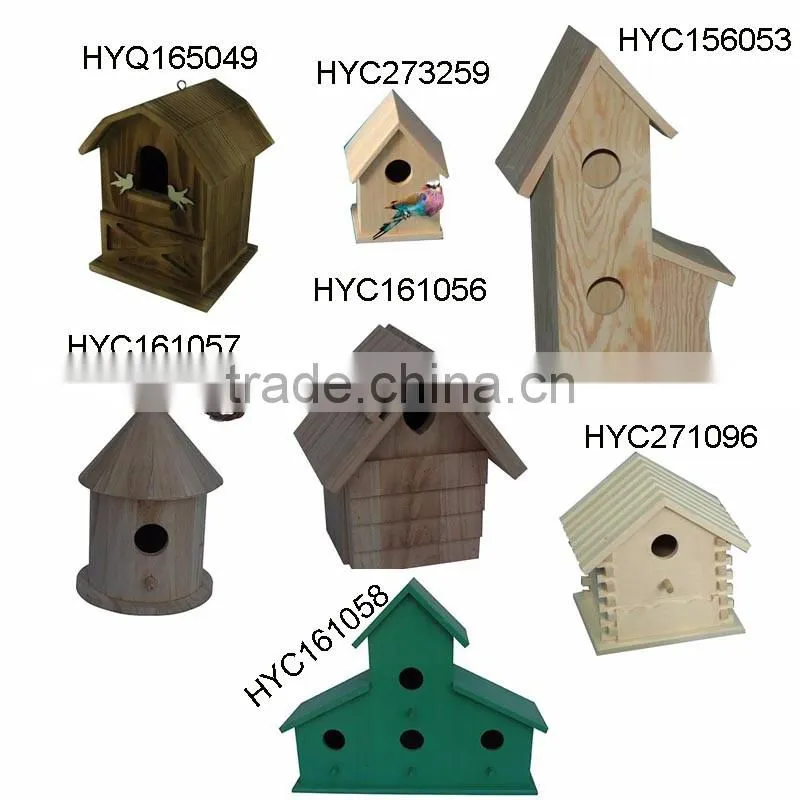 FSC unfinished hanging wooden bird house,feeder,bird cage