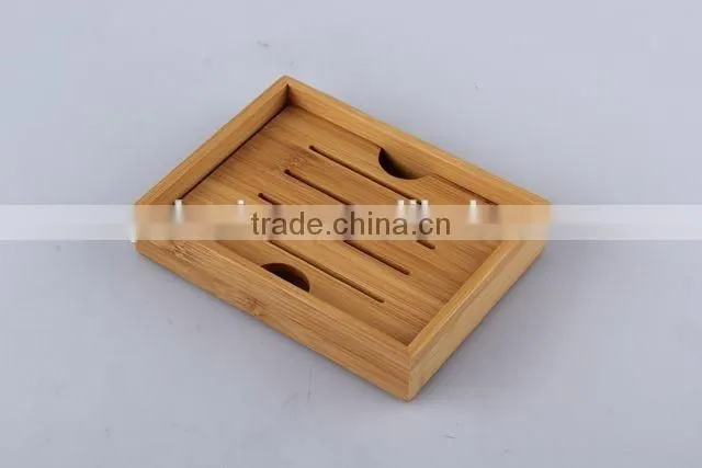 Double layer separable bamboo soap box rectangular soap dishes