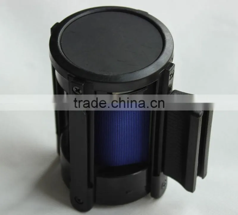 Retractable belt barriers with double belts in various colors