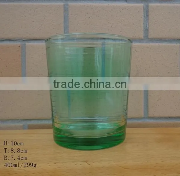 400ml machine pressed glass cup with spray color