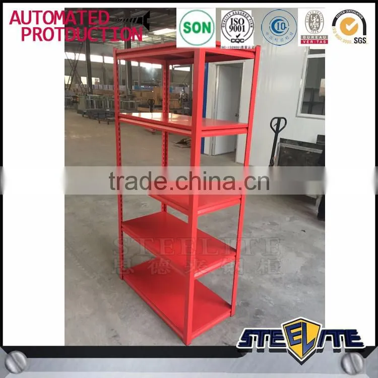 Red metal shelving/steel pipe storage rack/supermarket shelving