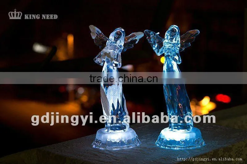 New Fashion Fancy Type Clear Lighted Led Light Christmas Acrylic Angel holding heart