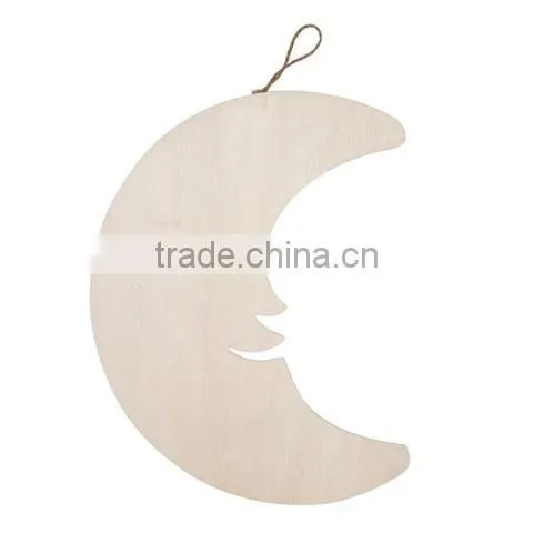 Unfinished Wood Crescent Moon with Hanger