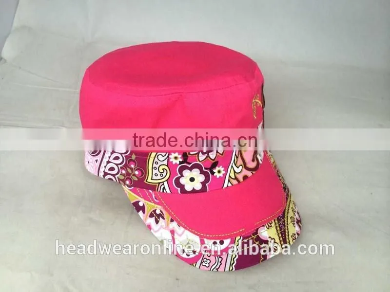 Hot Horn embroidery Military Caps and flat caps with Dongguan Factory