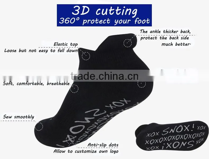 Personal custom colorful semi-terry anti-slip trampoline jump women cotton ankel socks