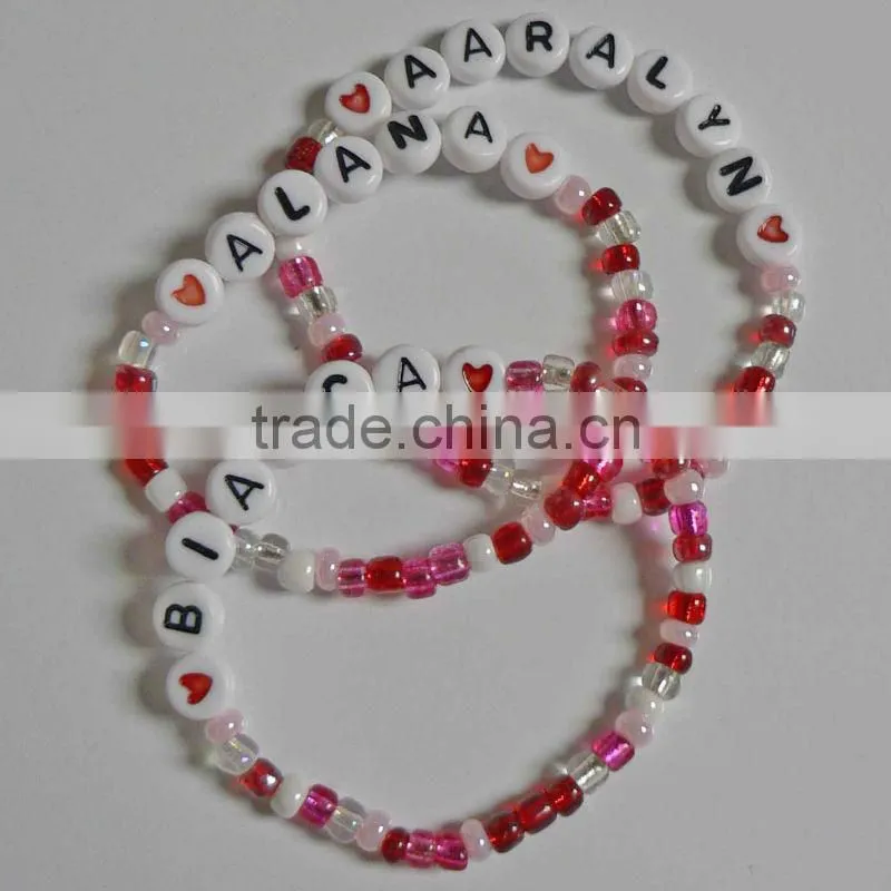 fashion pearl bead bracelet for baby, little girl holiday jewelry, ladybug charm bead bracelet for children