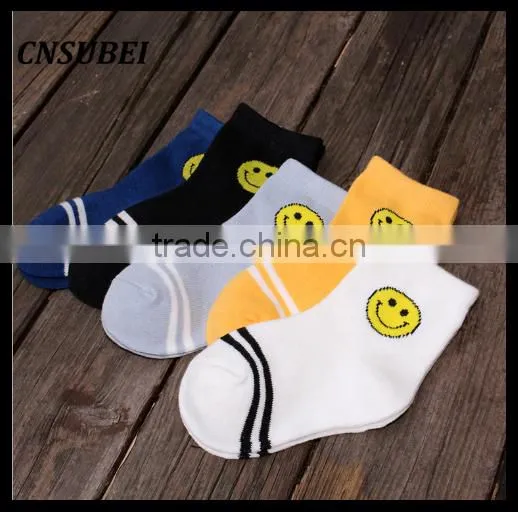 Colorful striped jacquard ankle height children's cartoon tube socks