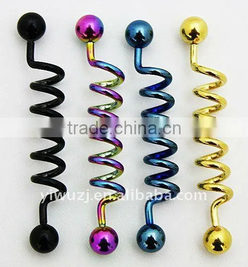 316l stainless steel industry tongue barbells slave with logo picture balls