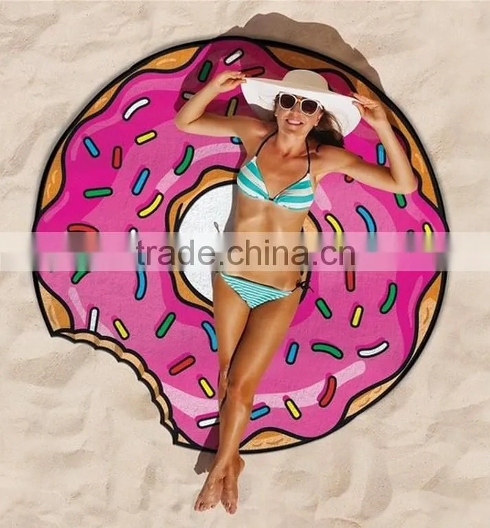 large custom peapock print round camping picnic beach towel