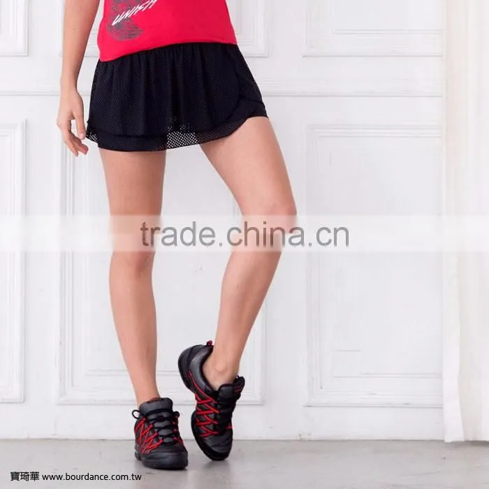 Dance wear girl mesh dance skirt with shorts/ skort